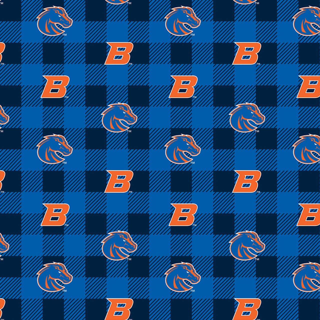Sykel Enterprises-Boise State University Fleece Fabric-Boise State Broncos Buffalo Plaid Fleece Blanket Fabric-Sold by the yard